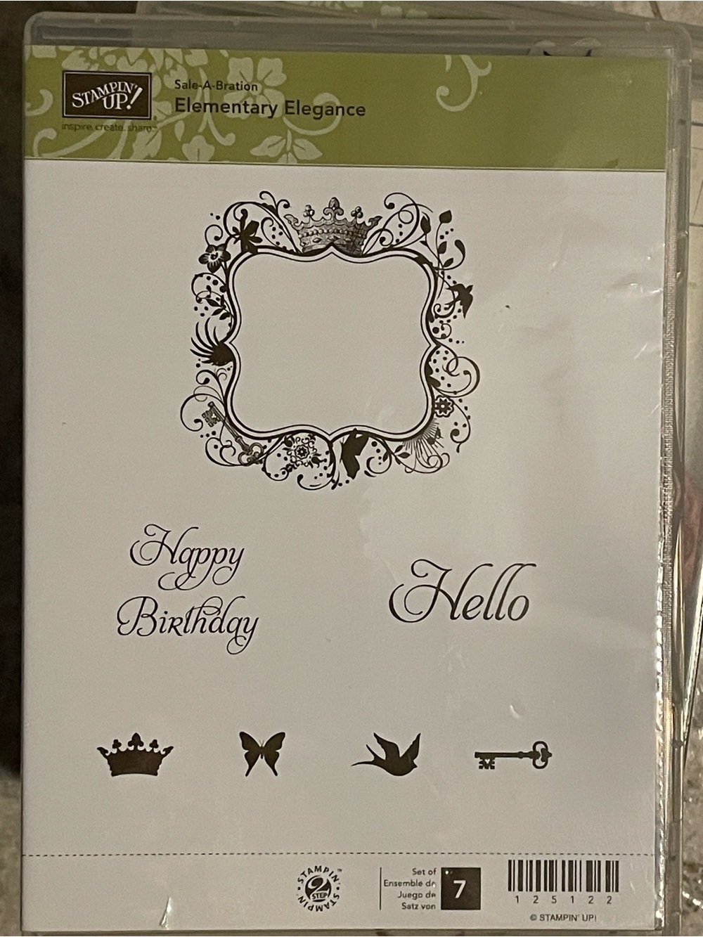 Stampin' Up! Elementary Elegance Clear Stamp Set - White & Olive
